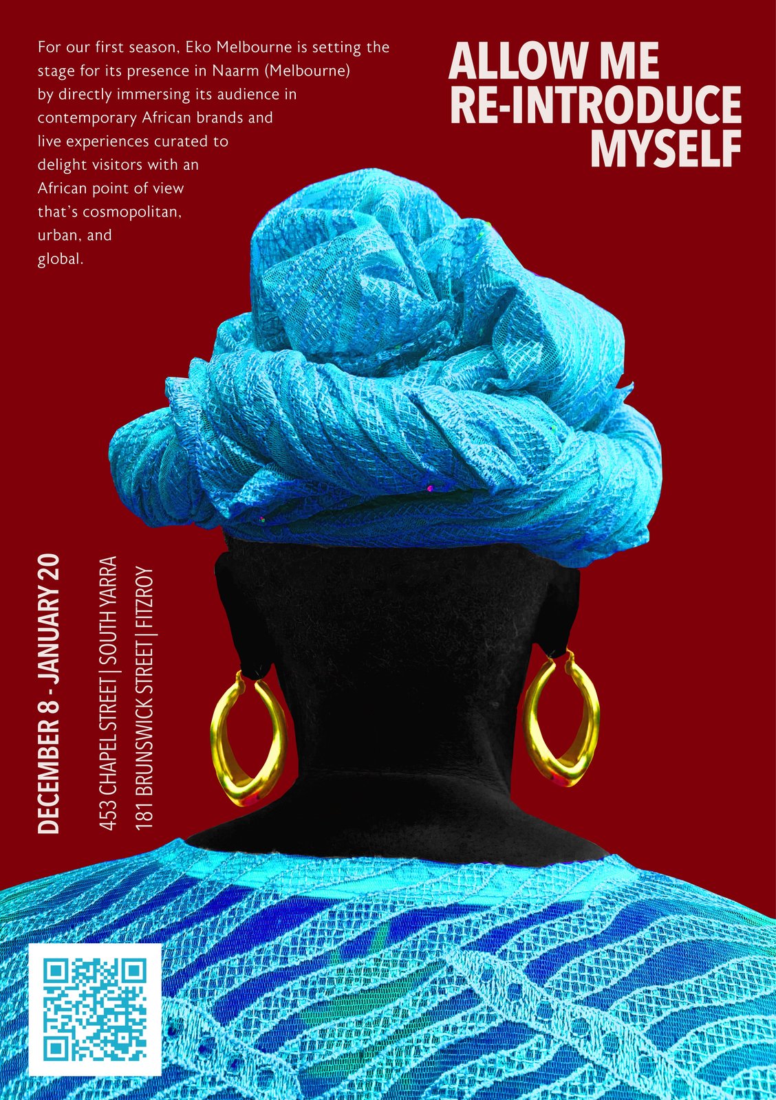 ÉKO Melbourne event flyer, front — Allow me re-introduce myself