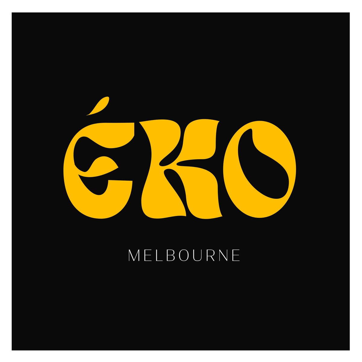 ÉKO wordmark in yellow on charcoal