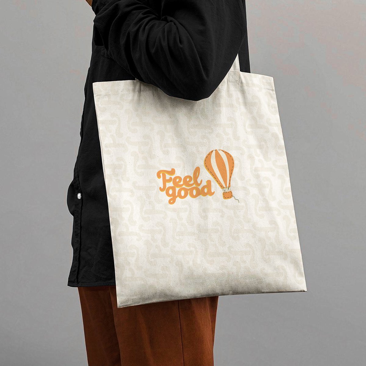 Feel Good brand tote bag with hot-air balloon logo
